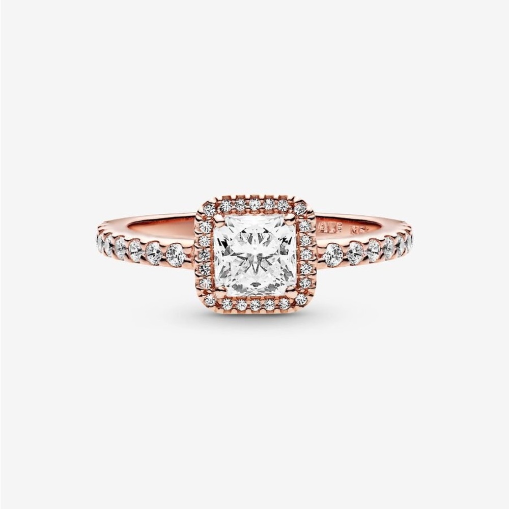Pandora Square Sparkle Halo Ring